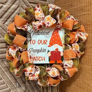 Autumn Gnome Wreath with Orange and Gold Highlights